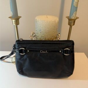Coach Black Leather/Canvas wristlet